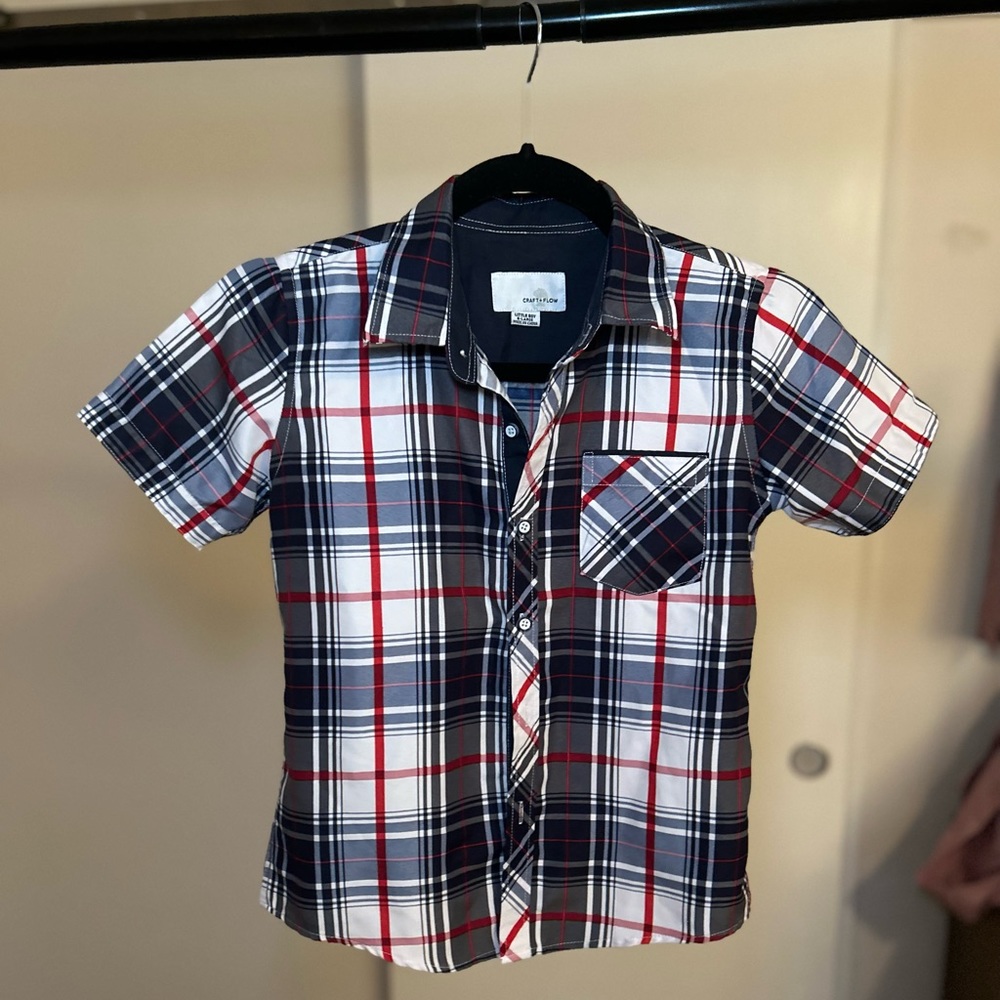 Short sleeve plaid button down by Craft and Flow.